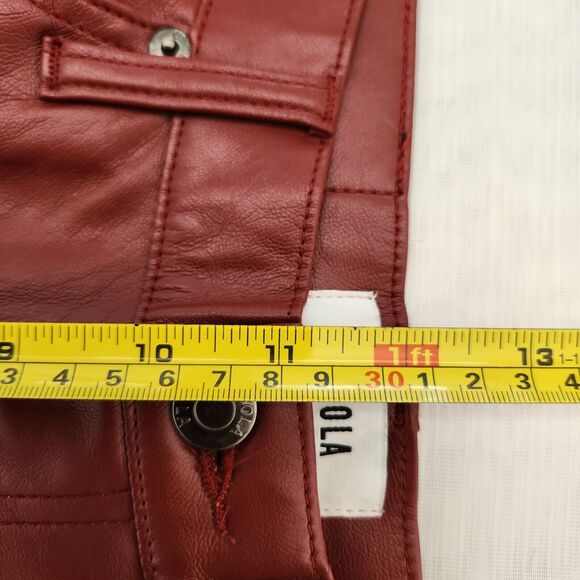 Pistola Pants Womens 26 Dark Red Vegan Leather Straight Crop Holiday Edgy Grunge - Picture 16 of 16